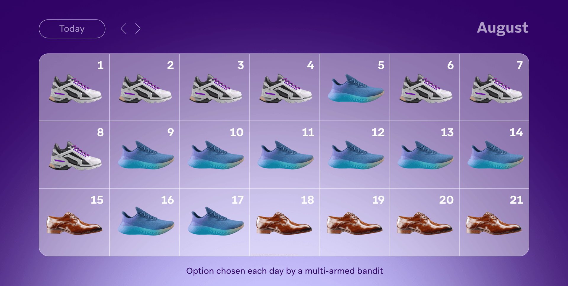 un calendrier violet affichant le mois d'août