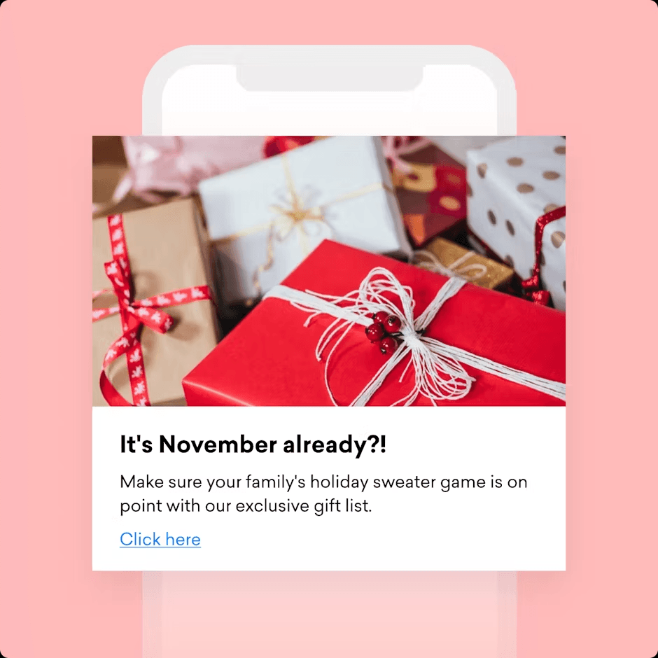 a phone screen displays a message that says it 's november already