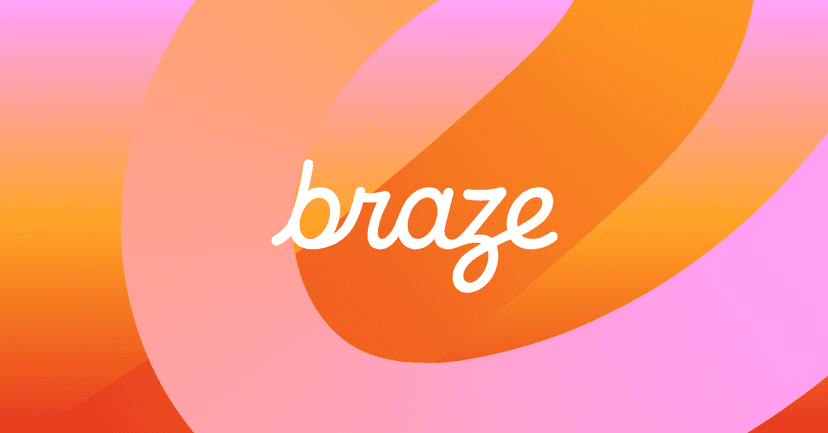 the word braze is on a pink and orange background