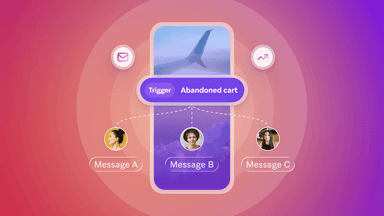 a phone with a picture of an airplane and the words trigger abandoned cart