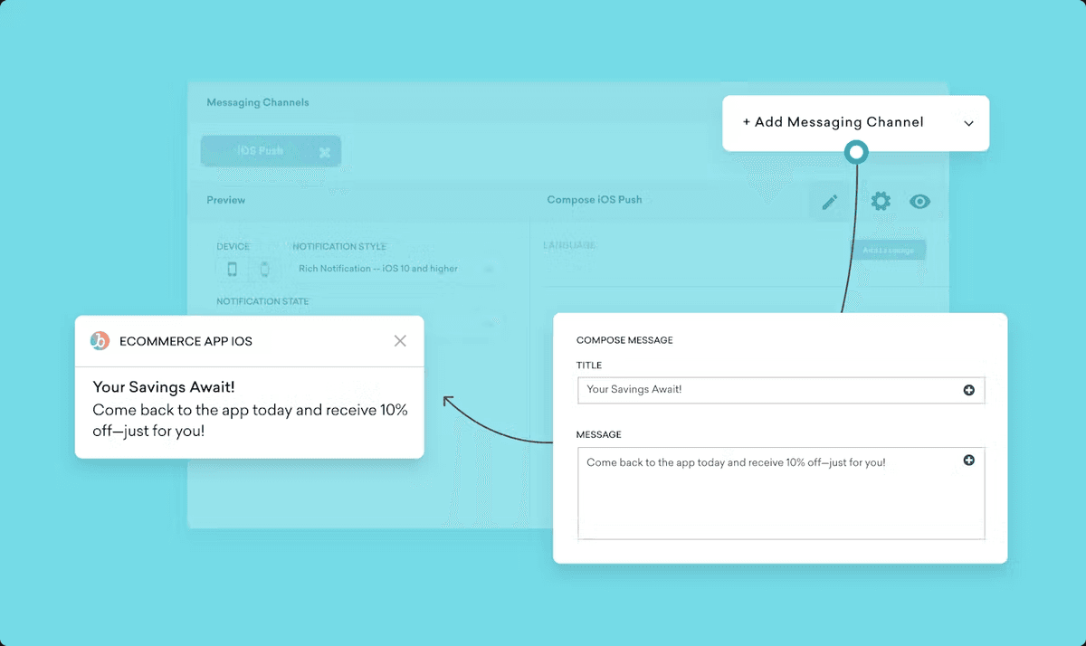 a screenshot of an add messaging channel page