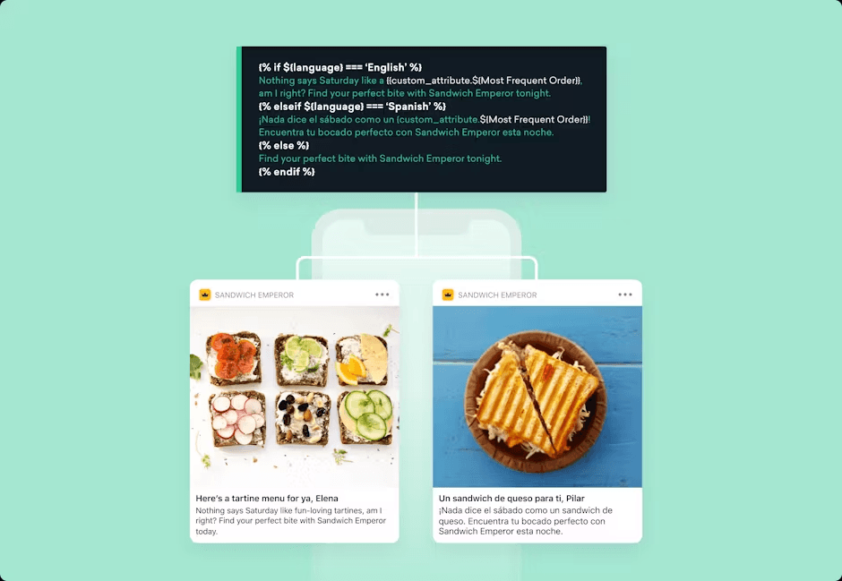 two sandwich emperor advertisements on a phone screen